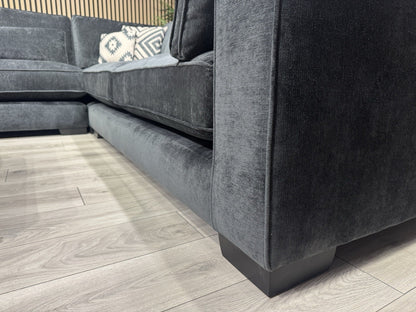 Sofology CAVALLI Style Fabric 3 Corner 3 Sofa + Footstool, Slate  - RRP £6,398