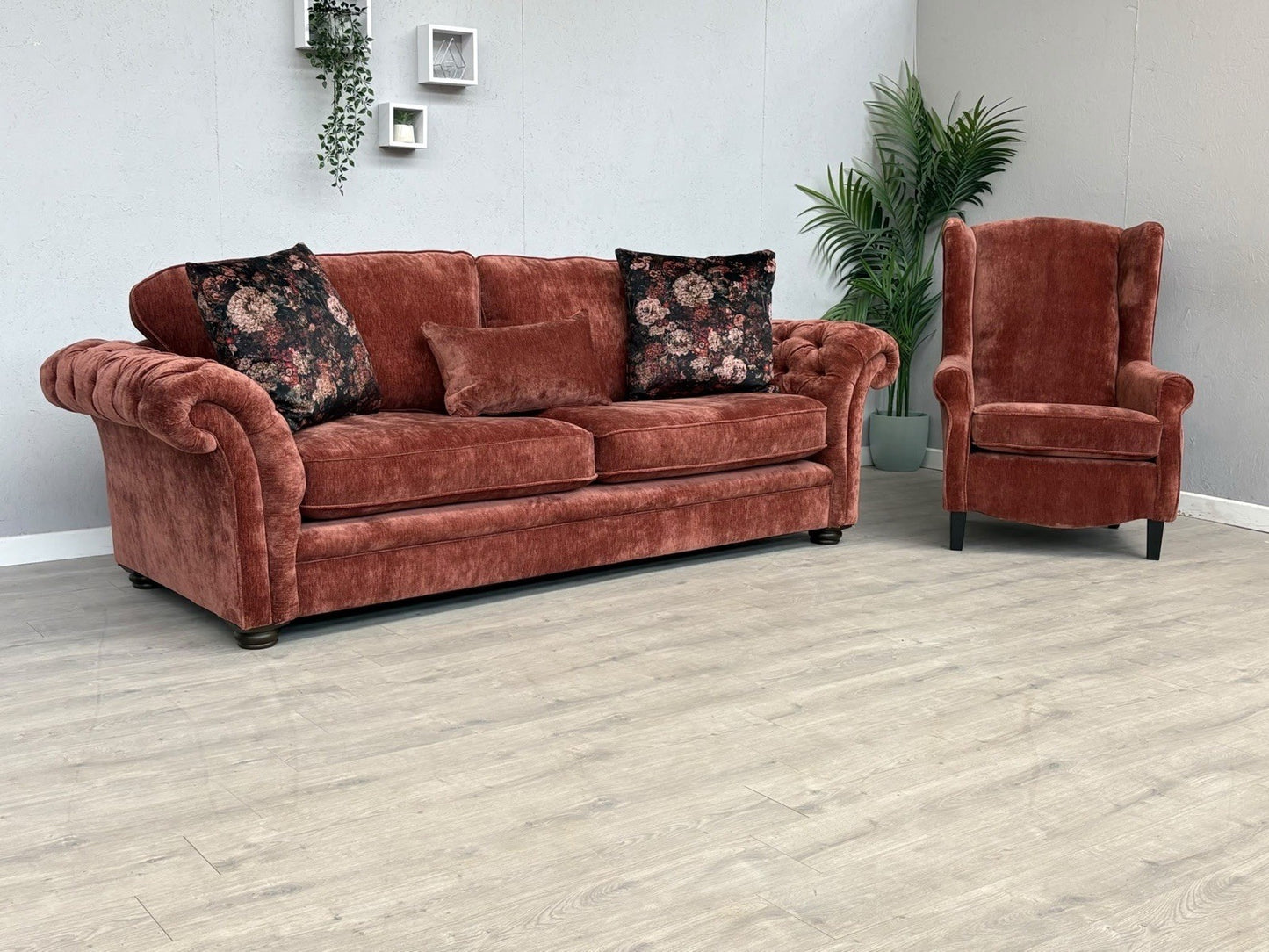 Victoria Fabric 4 Seater Sofa + Wingback Chair Set - RRP £3598