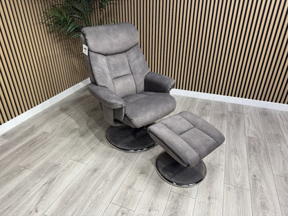 Relaxed Swivel Recliner Chair + Footstool RRP £899