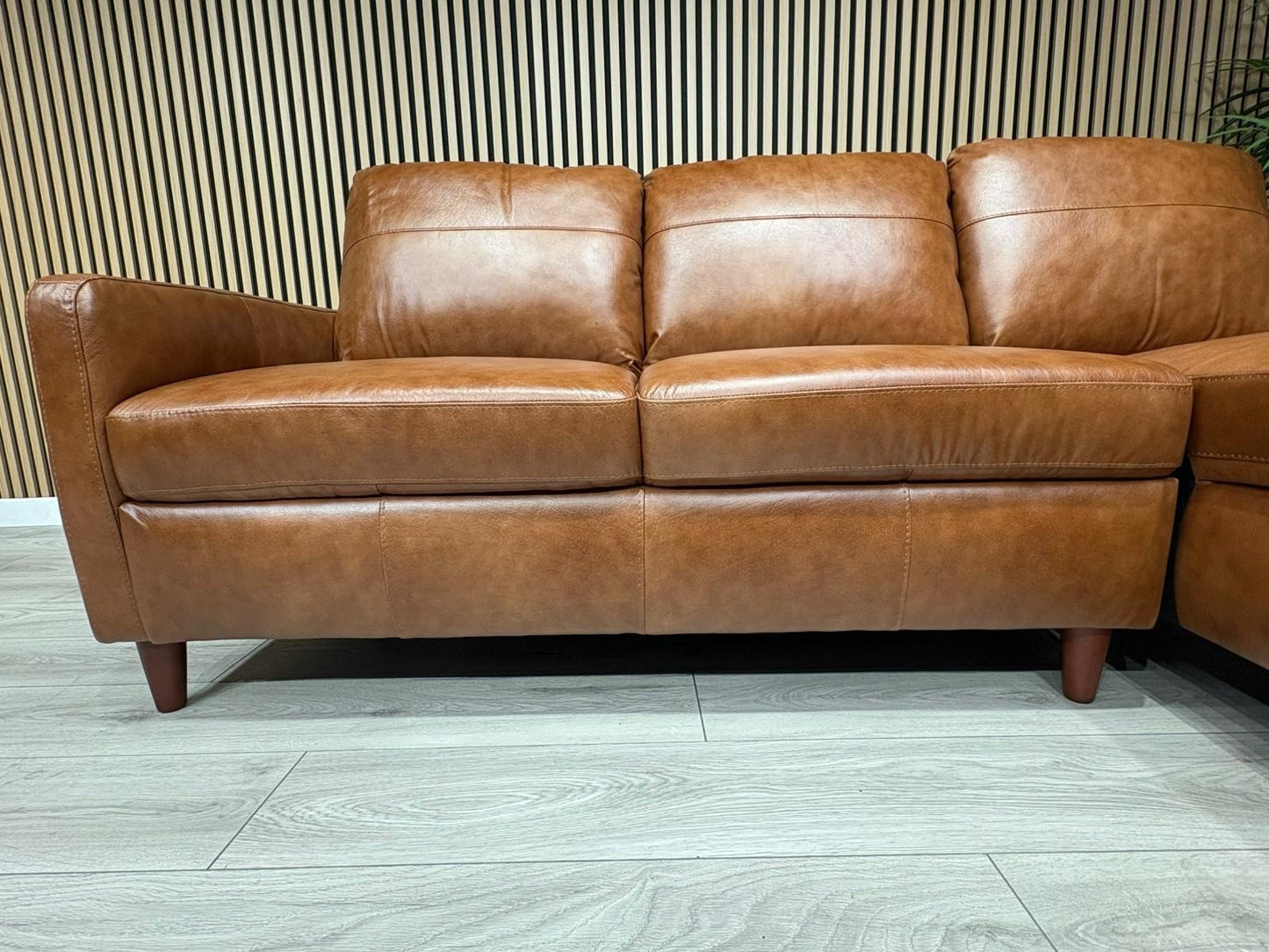 John Lewis BAILEY Style RHF Leather 3 Seater Chaise End Sofa, Tan - RRP £3,449