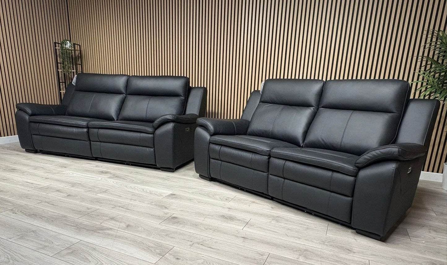 DFS Boston Leather 3 + 2 Seater Sofa Set, Power Recliners RRP: £4495