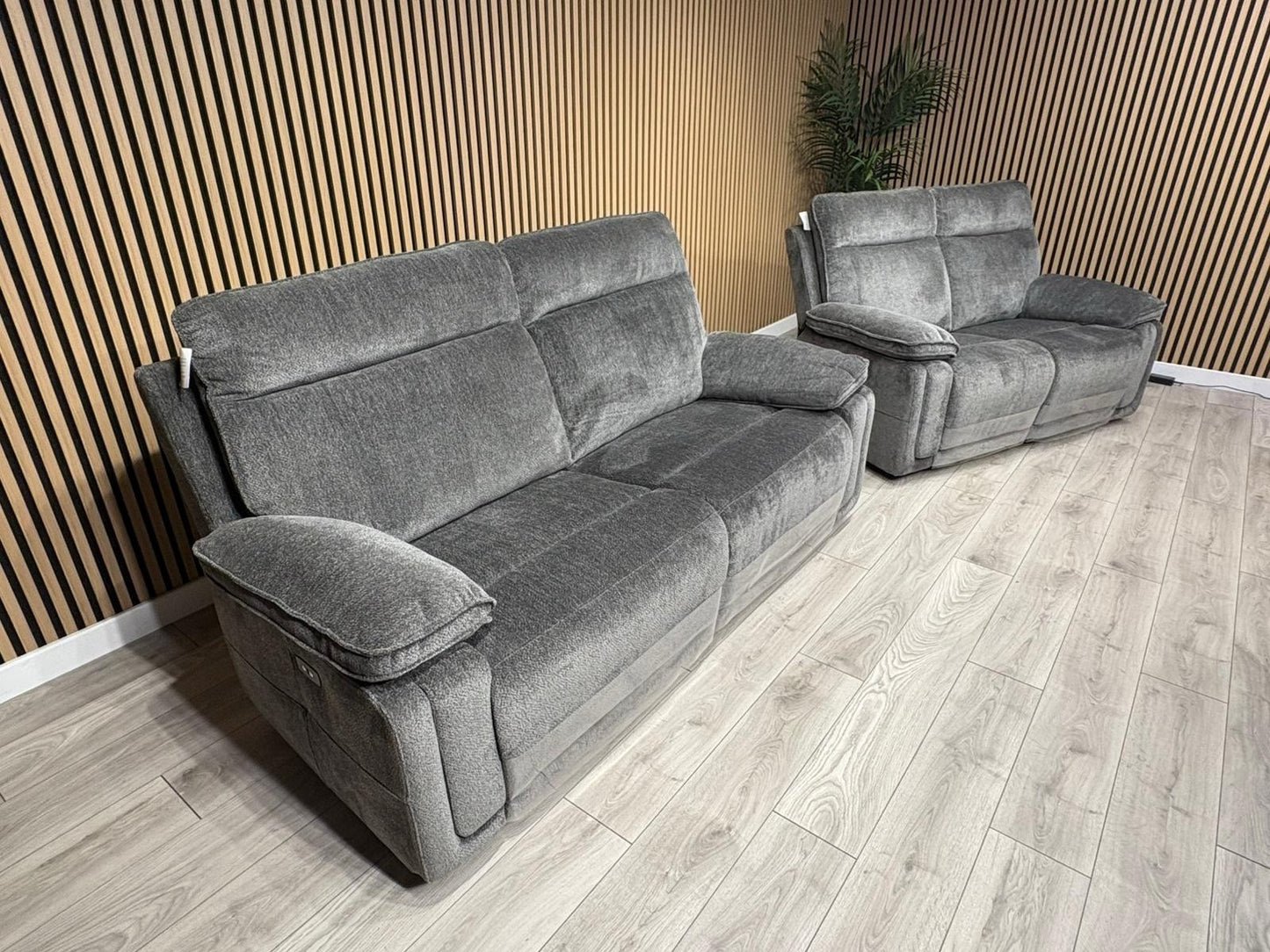DFS Sample - Cadenza Style Fabric 3 + 2 Seater Power Sofa Set - RRP £2898