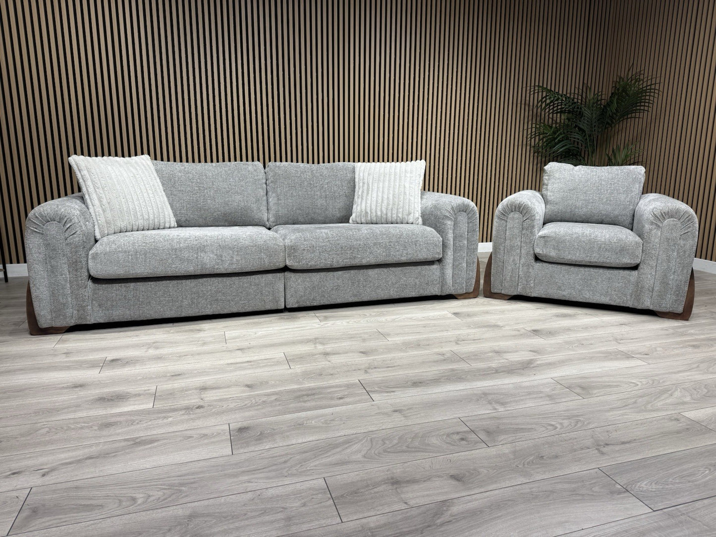 Charlie 4 Seater + Armchair Fabric Sofa Set, Grey - RRP £3098
