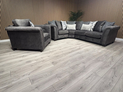 Furniture Village Aura Classic Back RHF Corner Sofa + Love Chair, RRP £4840