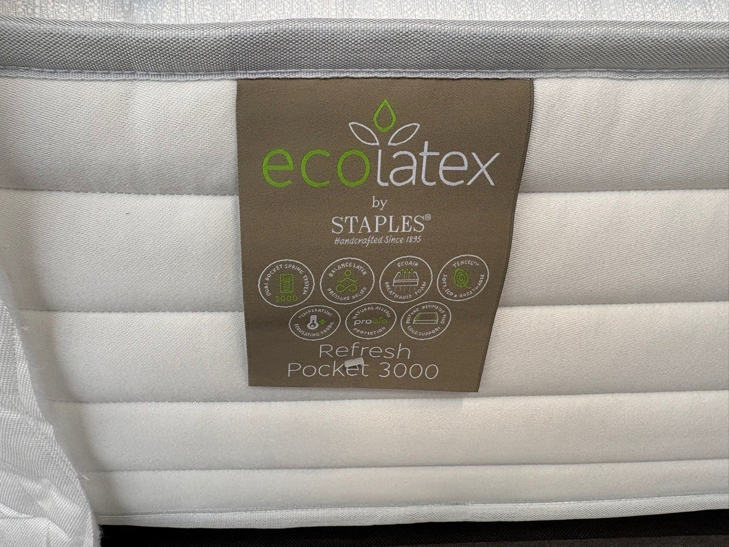 Staples Eco Latex Refresh Pocket 3000 4ft 6 Double Mattress - RRP £1,399