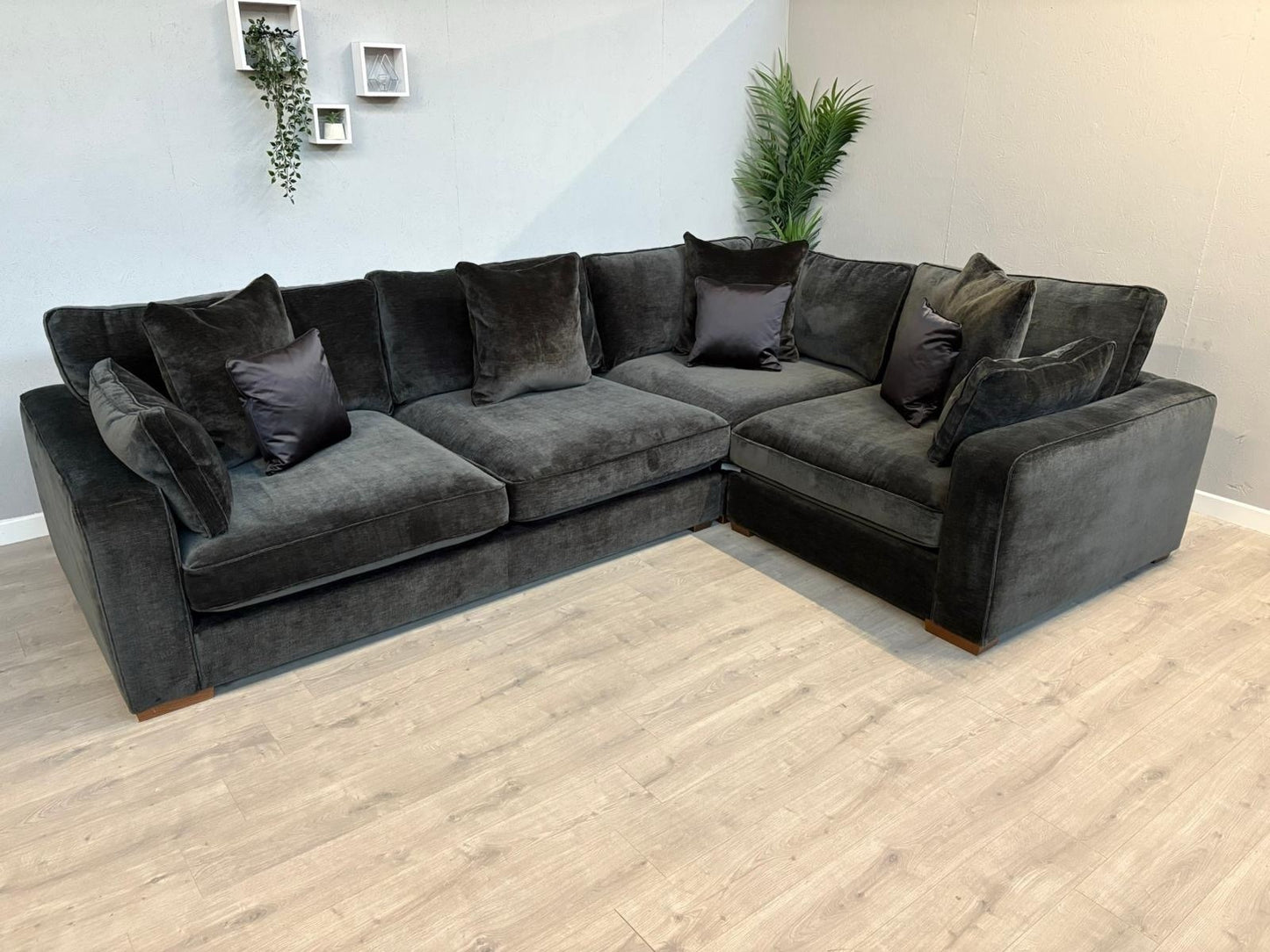 Sofology CAVALLI Fabric 3 Corner 1.5 Sofa + Footstool, Slate  - RRP £5,798