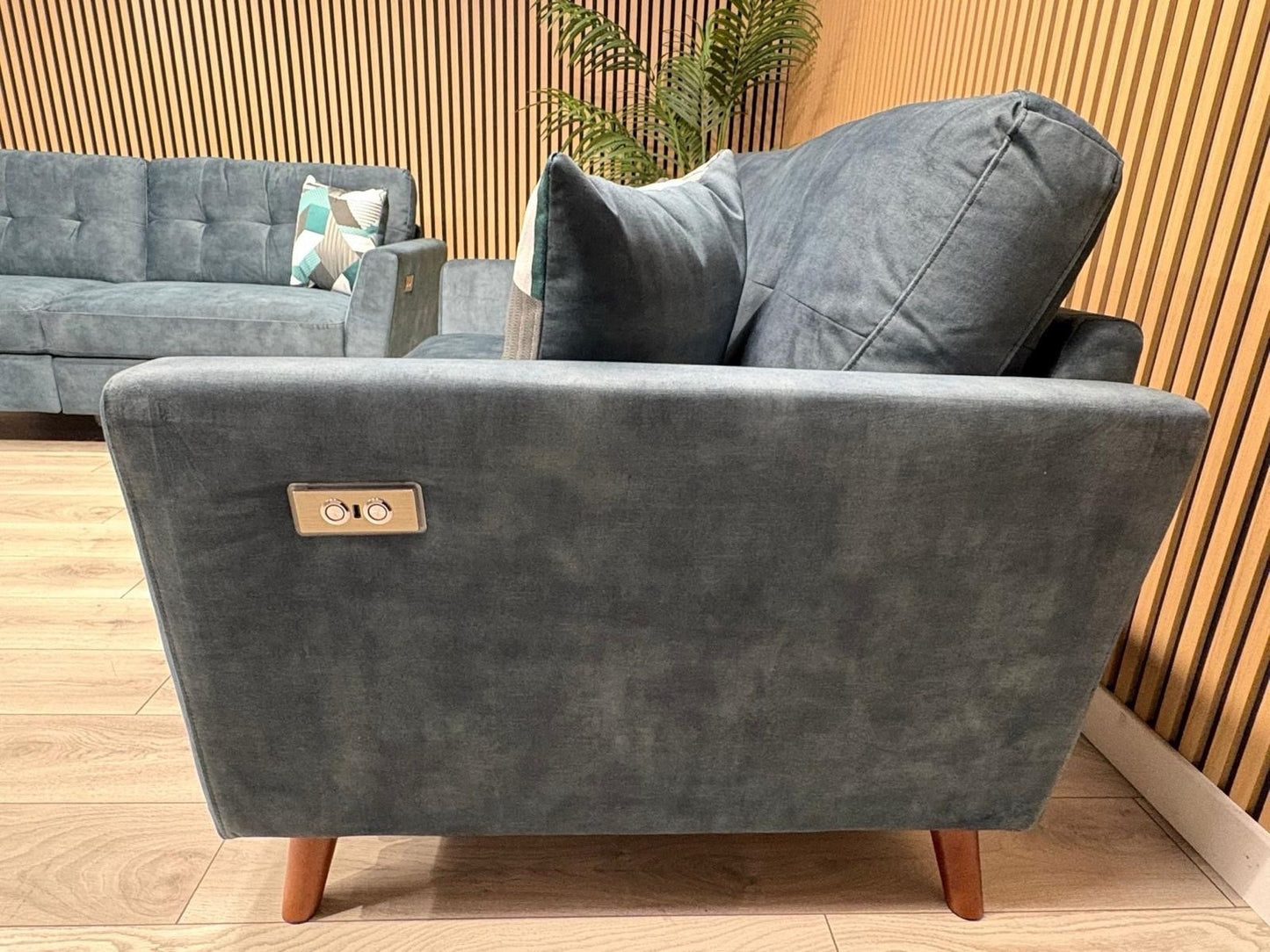 DFS - Studio Style 3 Seater + 2 Seater Power Sofa Set, Ocean Blue - RRP £2,978