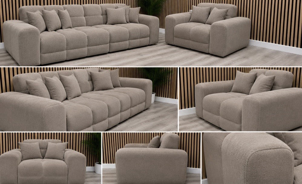 EVE CLOUD Large Fabric 4 Seater Sofa + Armchair, Latte - RRP £2,998