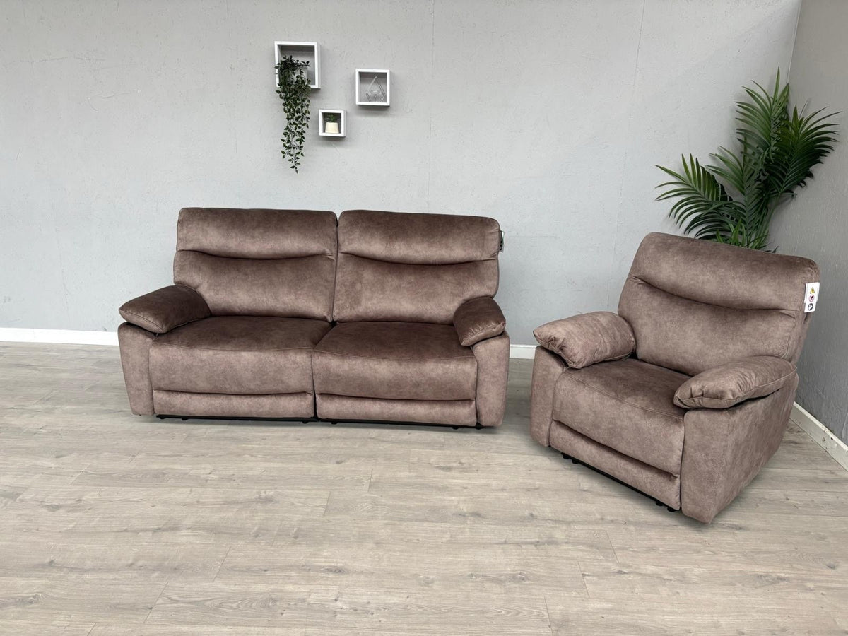 DFS - FAXON Fabric 3 Seater Sofa + Armchair, Power Recliner Sofa Set - RRP £1548
