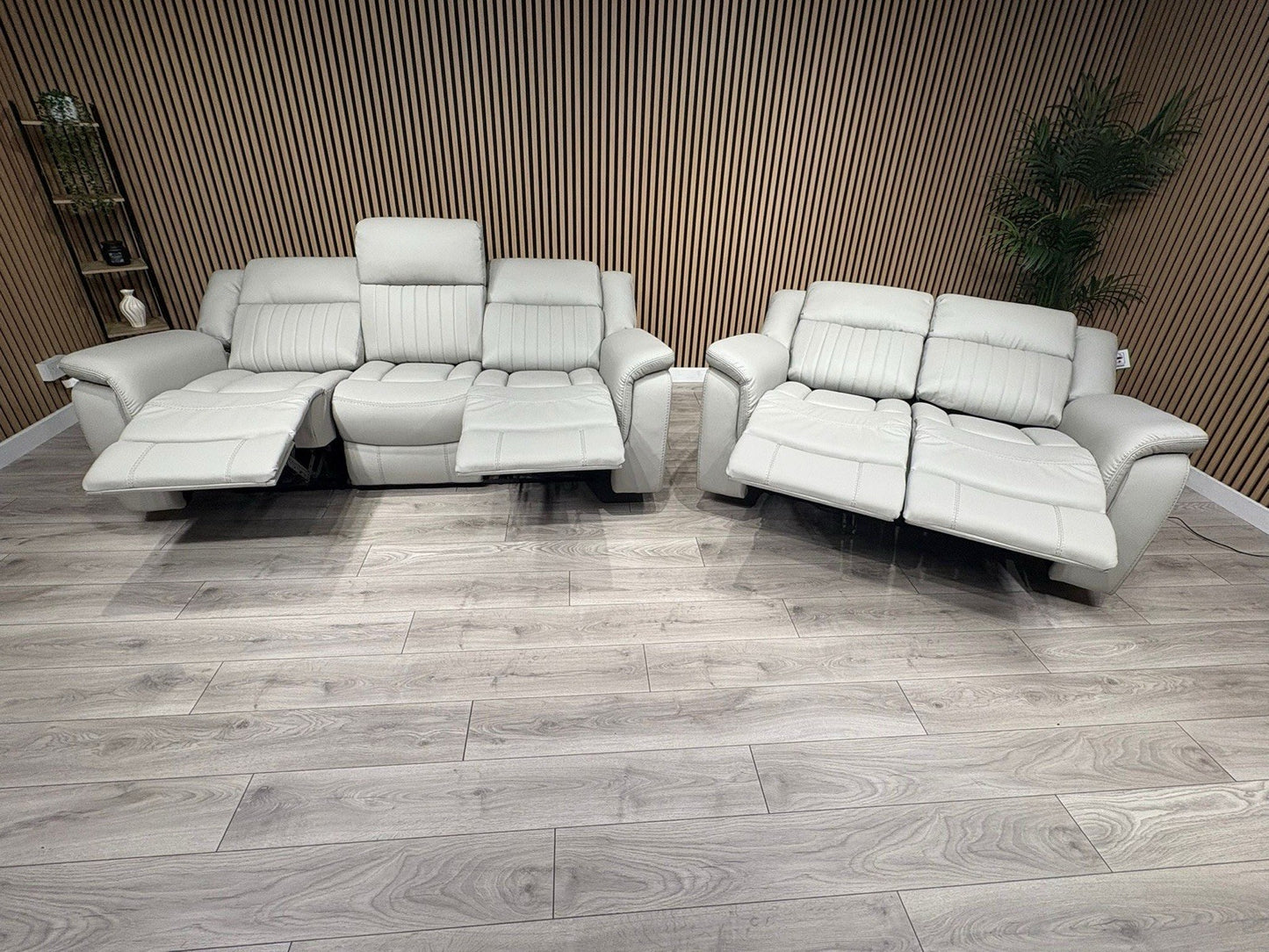 DOMINO 3 Seater + 2 Seater Leather Sofa Set, Power Recliners - RRP £2,995