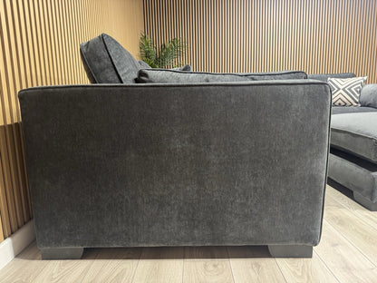 Sofology CAVALLI Style Fabric 3 Corner 3 Sofa + Footstool, Slate  - RRP £6,398