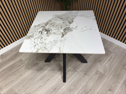 NEXT Sample - Crete Marble Effect Square Dining Table - RRP £699
