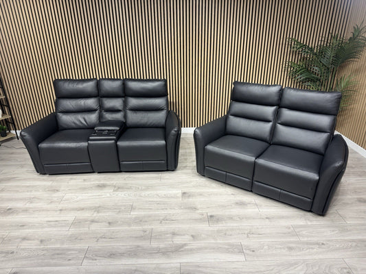 SCS  Cleveley Leather 2+2 Seater Power Recliner/Headrests + Console  - RRP £2898