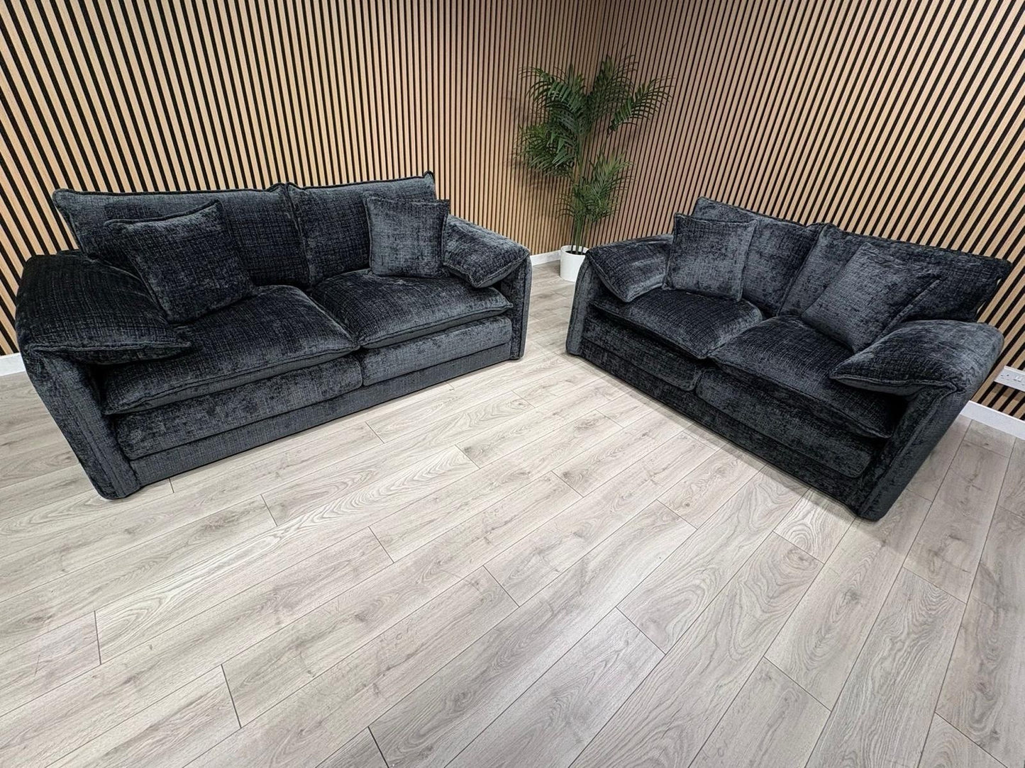 SOLICE Fabric 3 Seater + 2 Seater Sofa Set, Black - RRP £2,498