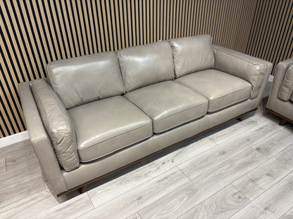 John Lewis Sample VALENCIA Leather 3 Seater Sofa, Greige - RRP £2299