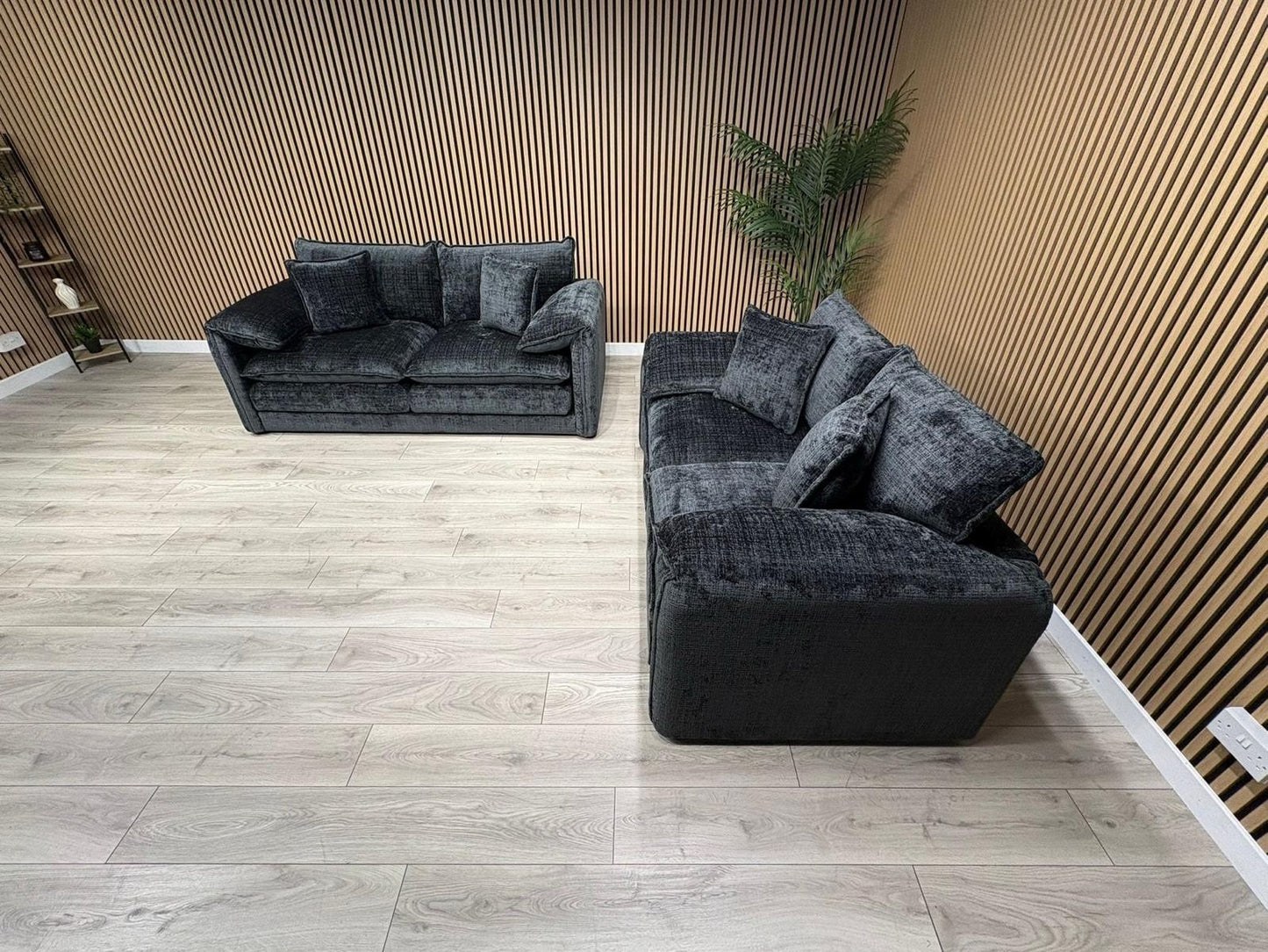 SOLICE Fabric 3 Seater + 2 Seater Sofa Set, Black - RRP £2,498