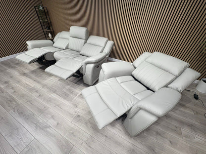 DOMINO Leather 3 Seater Sofa + Armchair Set, Power Recliners - RRP £2,795