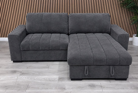 MONACO Premium Fabric RHF or LHF Chaise Sofa Bed with Storage - RRP £1549