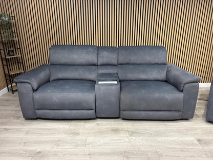 F.V GENIUS Fabric 3 Seater Media Sofa + 2 Seater Power Recliner Set RRP £4940