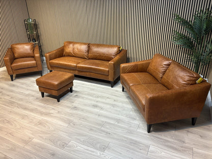 John Lewis BAILEY Style Leather 3 + 2 Seater Sofas, Armchair + Stool - RRP £4648