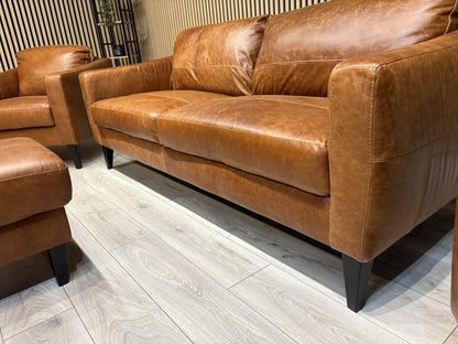 John Lewis BAILEY Style Leather 3 + 2 Seater Sofas, Armchair + Stool - RRP £4648