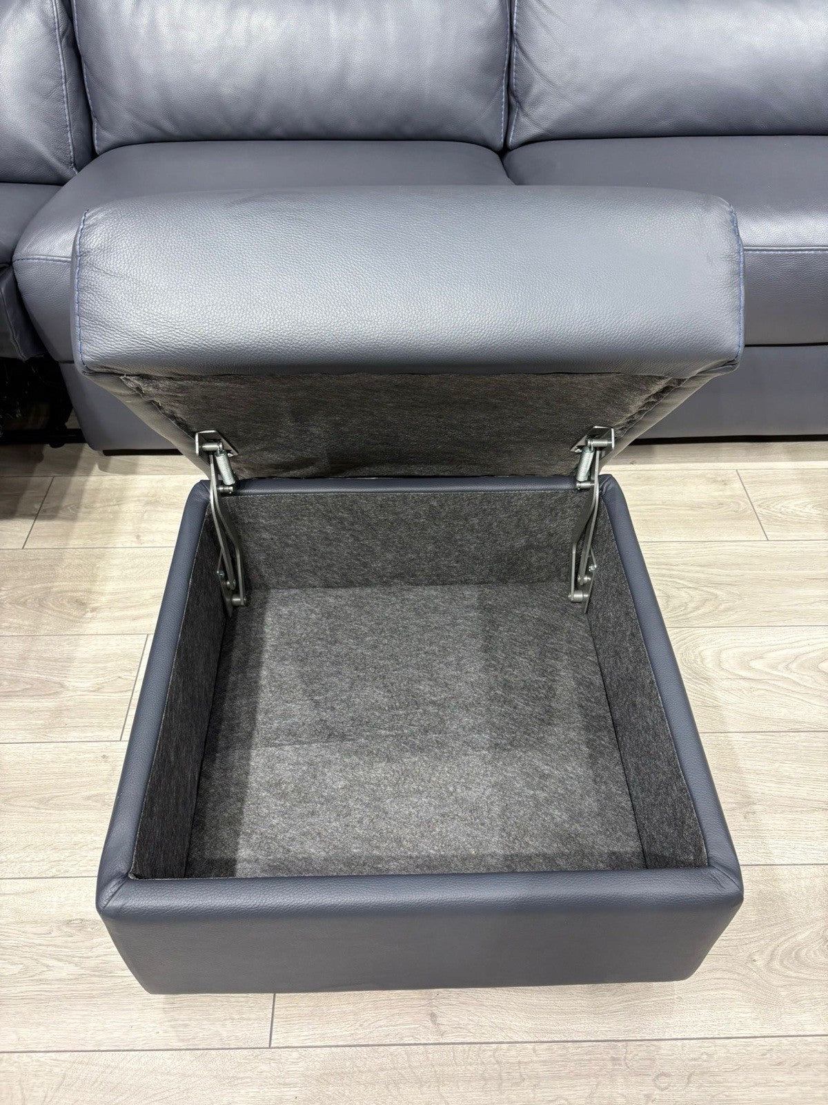 Furniture Village - Nicoletti DAVIDE Leather XL Chaise Sofa + Stool - RRP £6,040