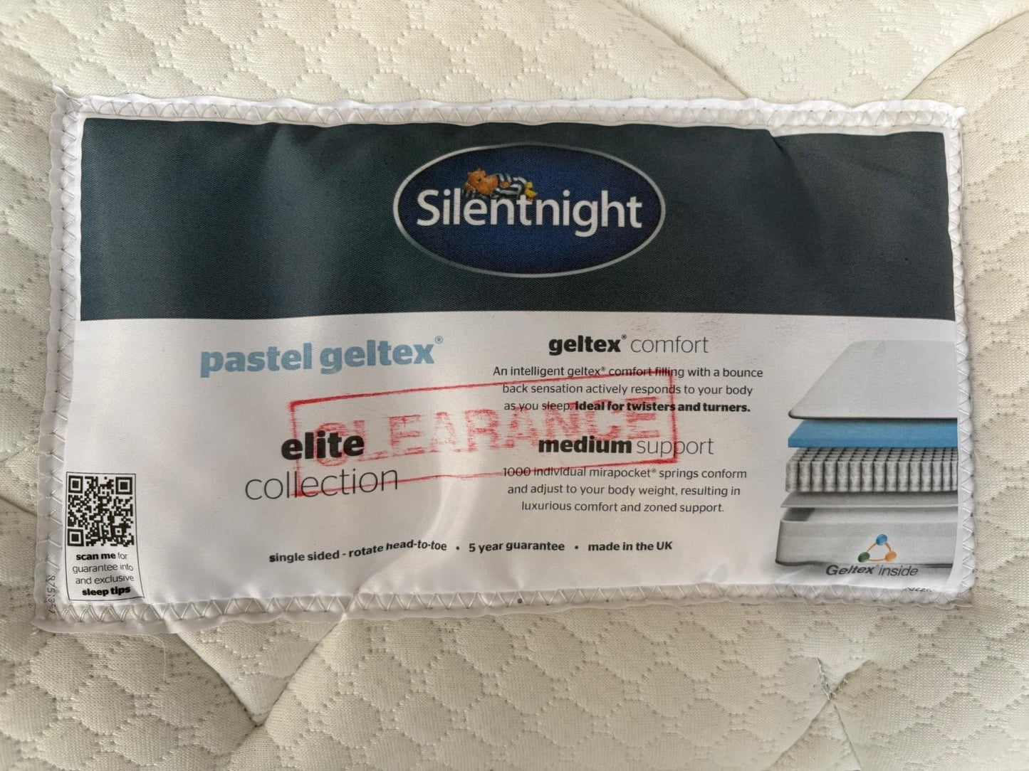 Silentnight PASTEL Geltex 1000 Pocket 5ft Kingsize Mattress - RRP £1,299