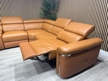 VENICE Leather 2 Corner 2 Power Recliner Sofa + Console - RRP £5,599