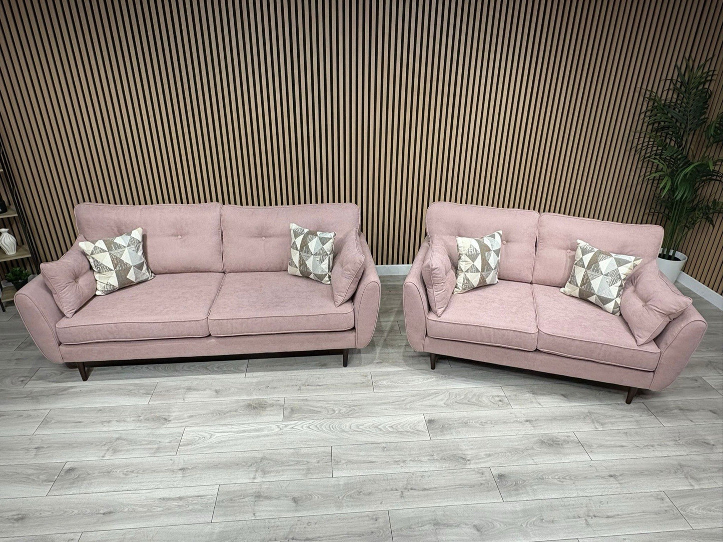 DFS - Zinc 3 & 2 Fabric Seater Sofa Set RRP £1799 Pink