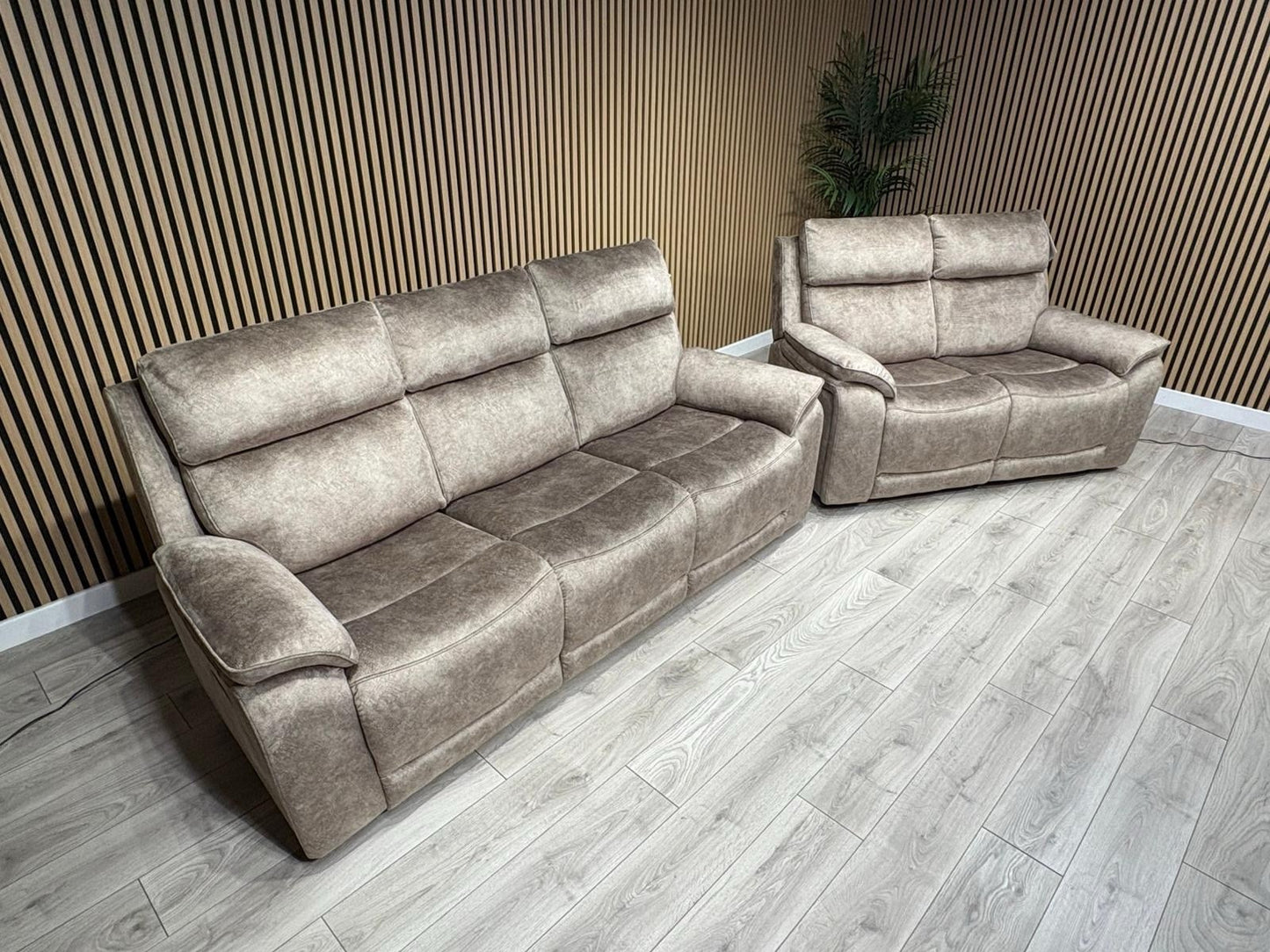 Furniture Village SLOANE Style Fabric 3 + 2 Seater Power Recliner Sofa Set