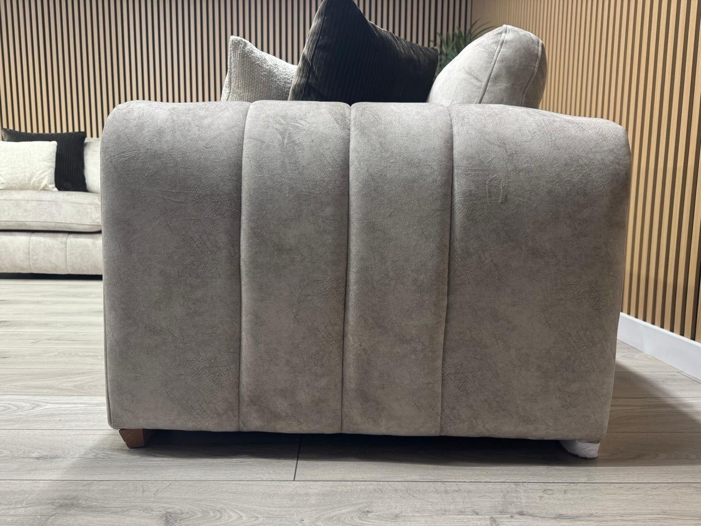 DEVINE Glamour Large Fabric 2 Corner 2 Sofa, Gemini Silver - RRP £2,895