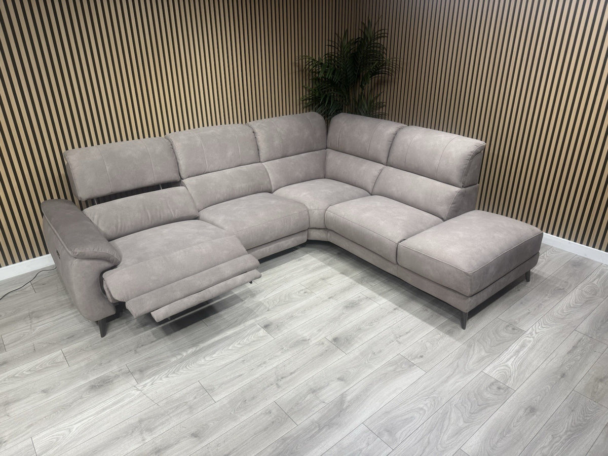 Furniture Village MOET Style Fabric RHF Chaise Power Recliner Corner Sofa
