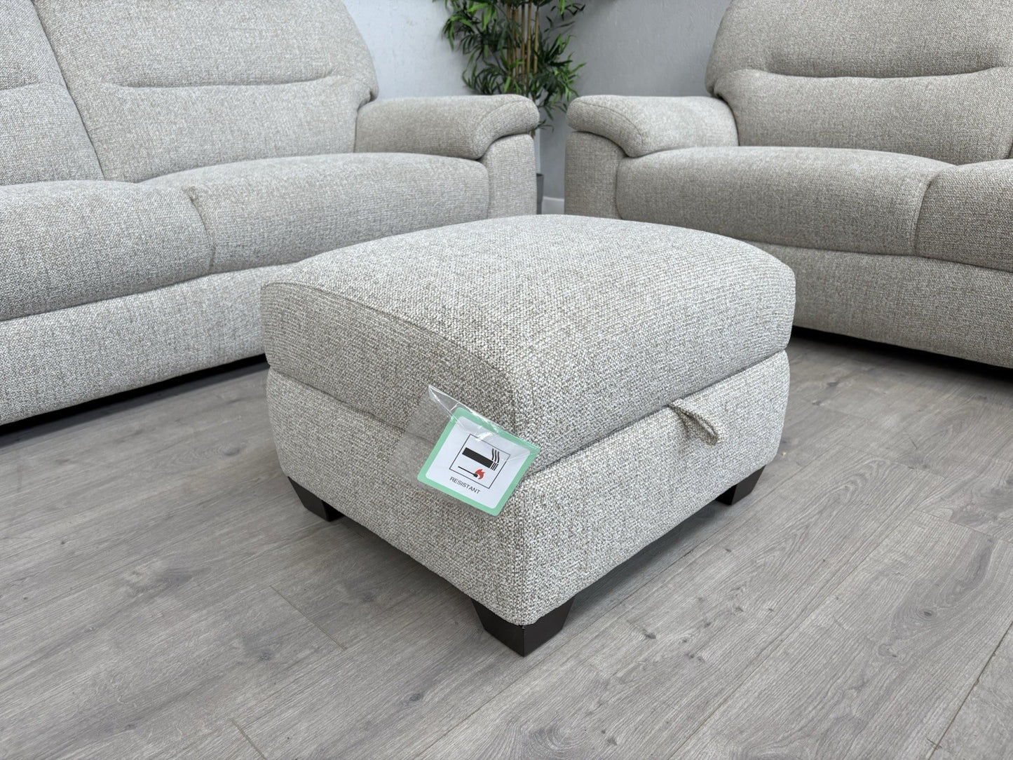 Furniture Village HETTY Fabric 2 x 3 Seater Sofa Set + Footstool- RRP £2,385