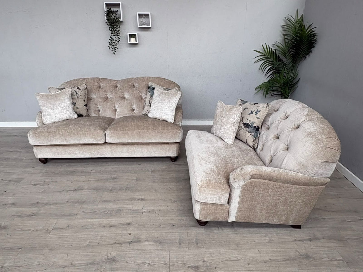 Alexander & James Fabric 3 Seater Button Back Sofa + Love Chair - RRP £3,298