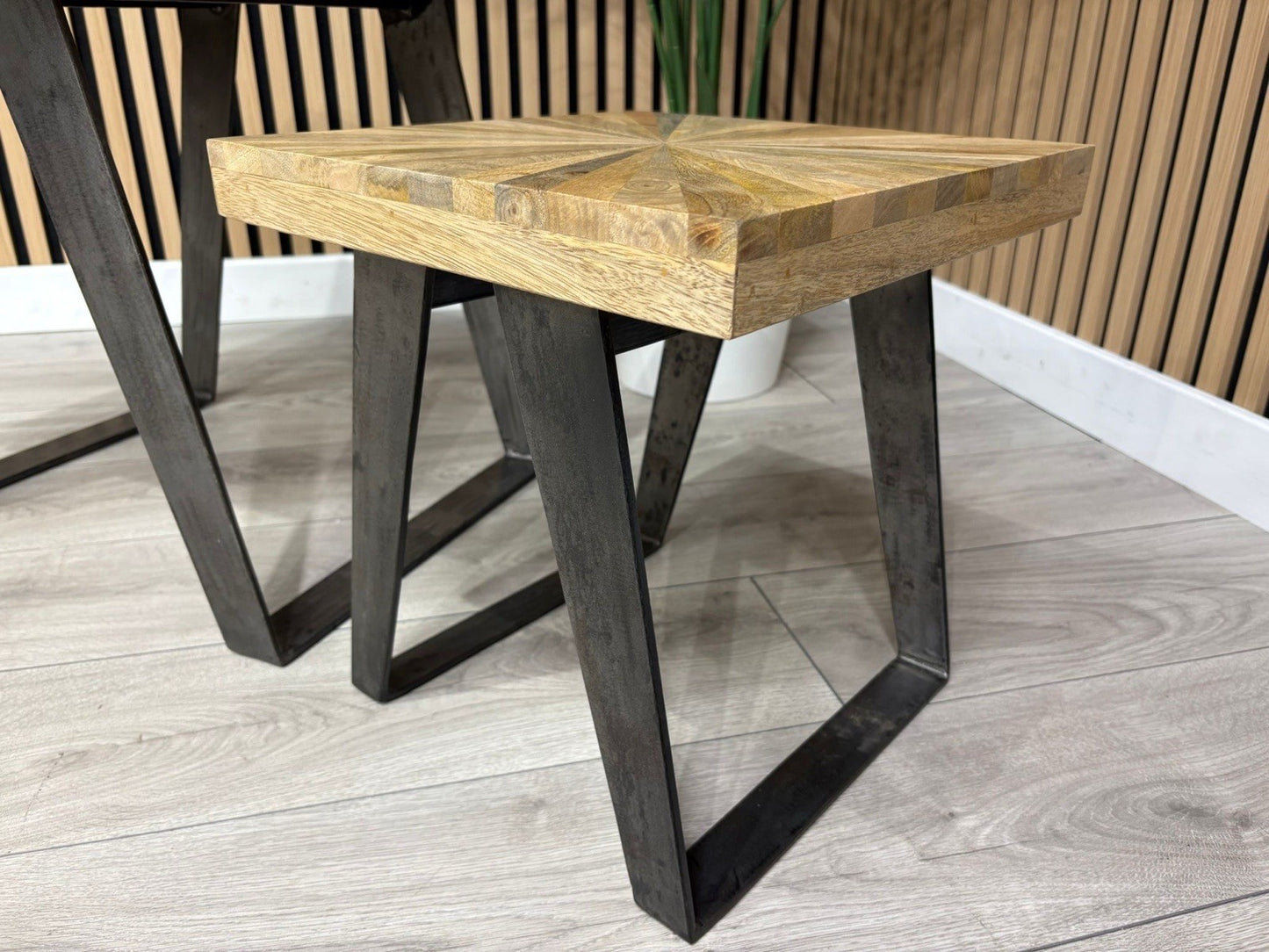 NEXT Sample - Geo Mango Wood Nest Of 2 Tables - RRP: £599
