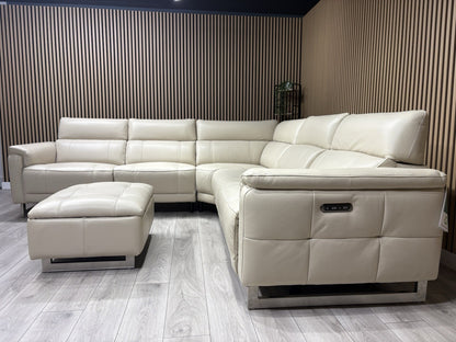 Furniture Village MOET Leather 2 Corner 2 Power Recliner Sofa + Stool RRP £5,390
