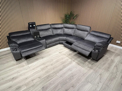 DFS Trek Style Fabric 2 Corner 2 Power Recliner Sofa + Console - RRP £2,499