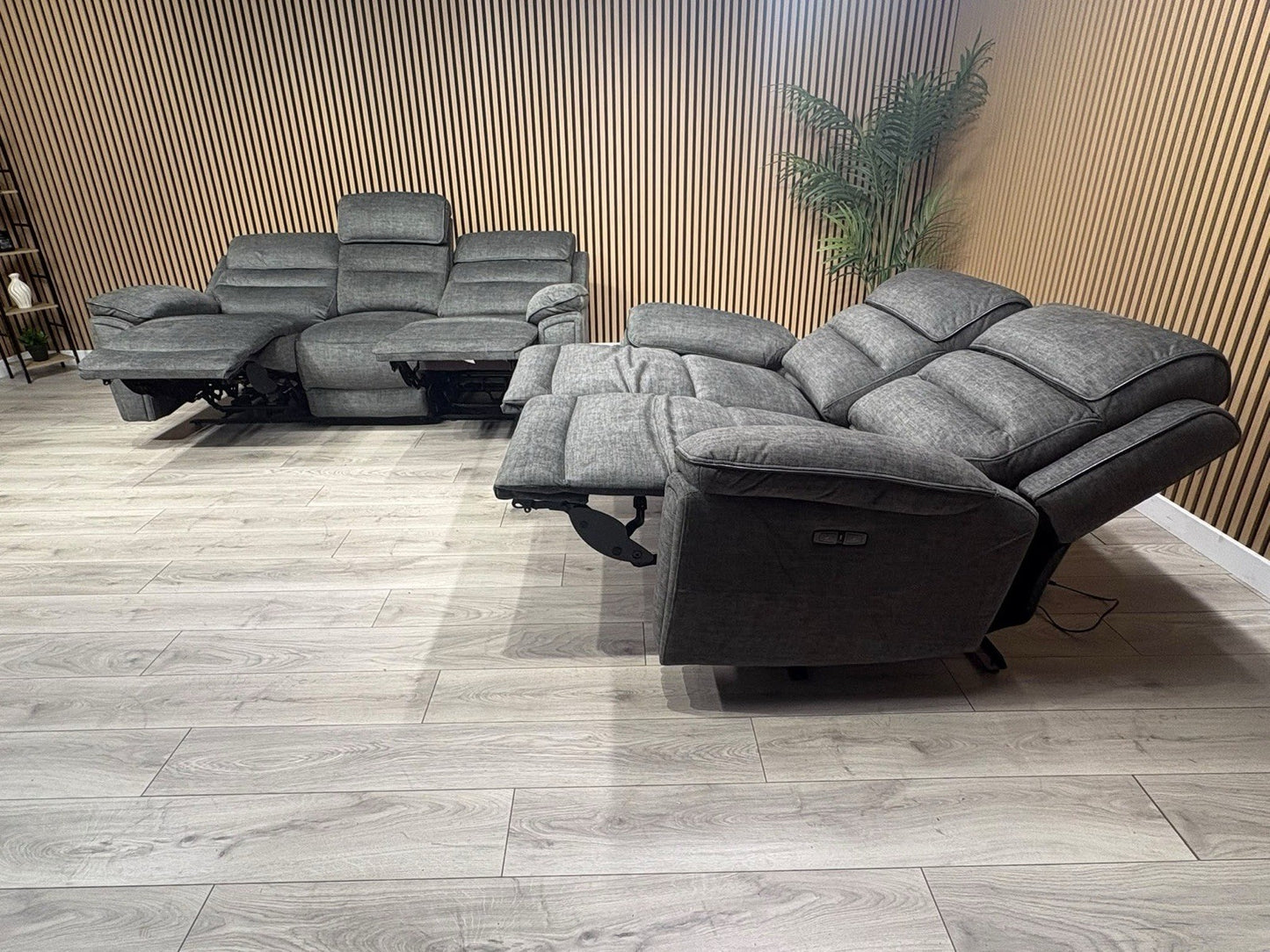 DFS New Lawson Power Recliner 3+2 Seater Sofa Set + Fold Down Table - RRP £2498