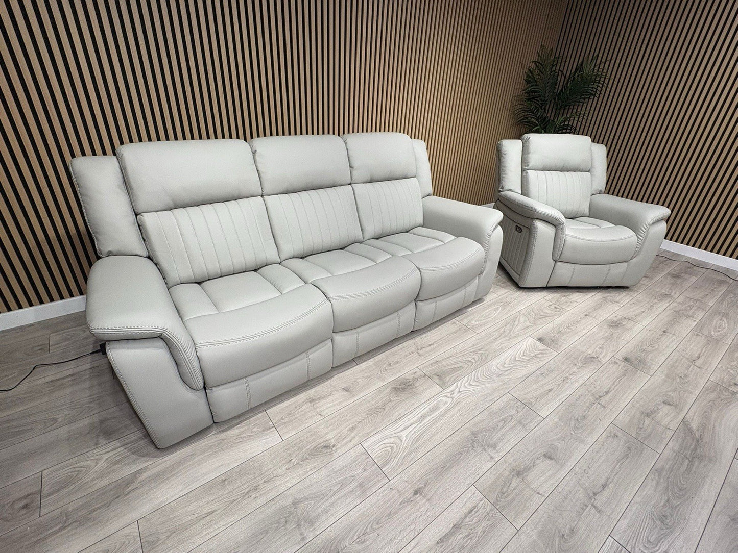DOMINO Leather 3 Seater Sofa + Armchair Set, Power Recliners - RRP £2,795