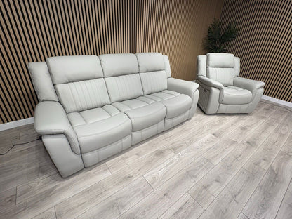 DOMINO Leather 3 Seater Sofa + Armchair Set, Power Recliners - RRP £2,795