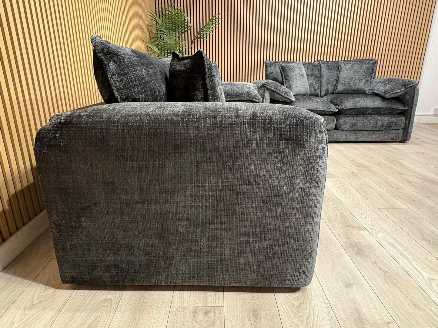 SOLICE Fabric 3 Seater + 2 Seater Sofa Set, Black - RRP £2,498