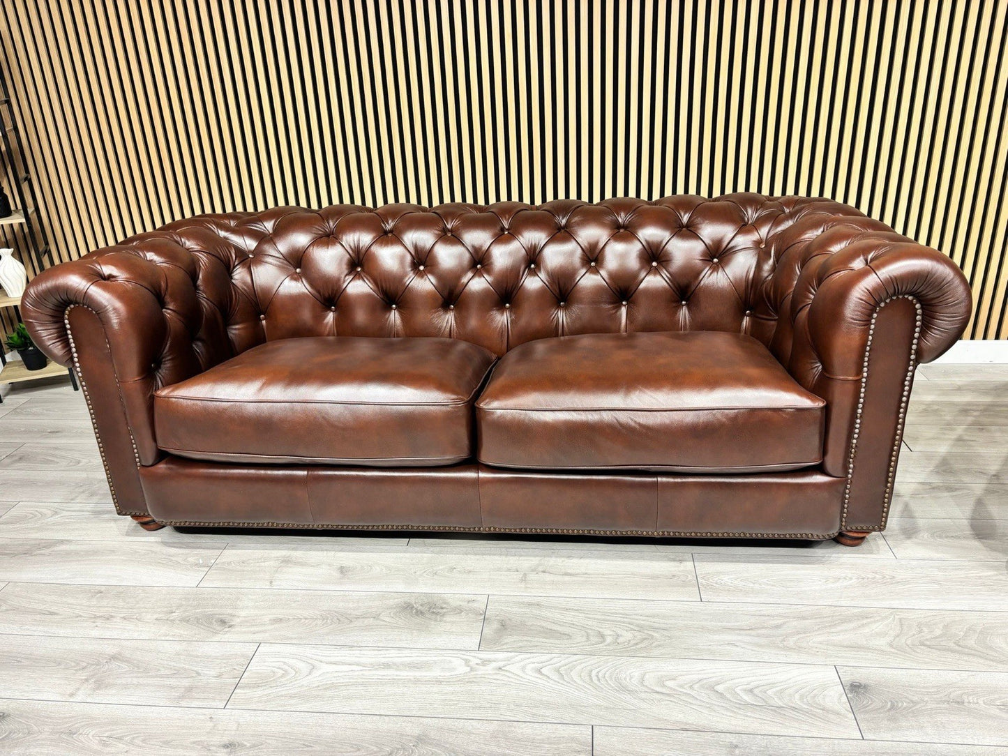 At The Helm Shackleton Style 3 Seater Sofa + Armchair Leather Chesterfield Set