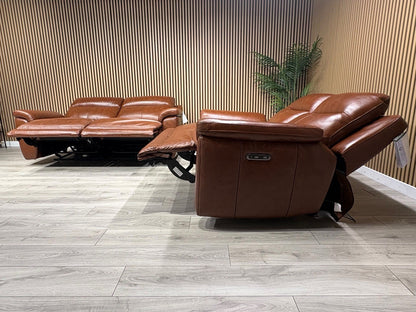 NAVONA 3 Seater + 2 Seater Leather Sofa Set, Power Recliners - RRP £3,498