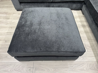 Sofology CAVALLI Style Fabric 3 Corner 3 Sofa + Footstool, Slate  - RRP £6,398