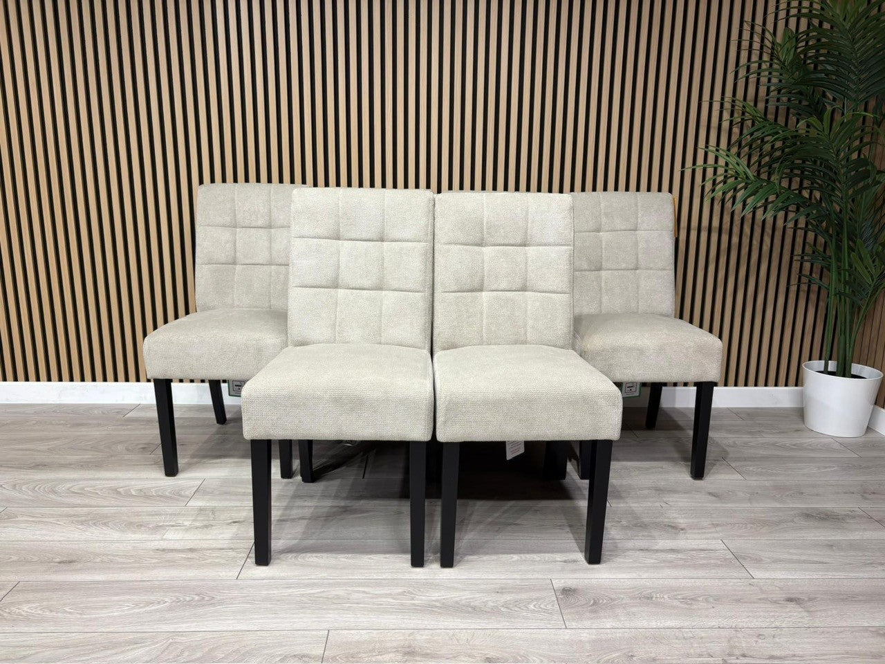 NEXT Sample - Flax Waffle Natural Fabric Dining Chairs