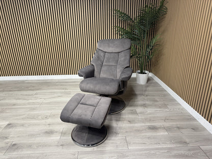 Relaxed Swivel Recliner Chair + Footstool RRP £899