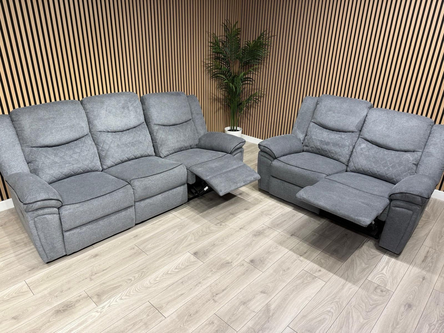 Very Myra 3 Seater Fabric Manual Recliner Sofa Grey