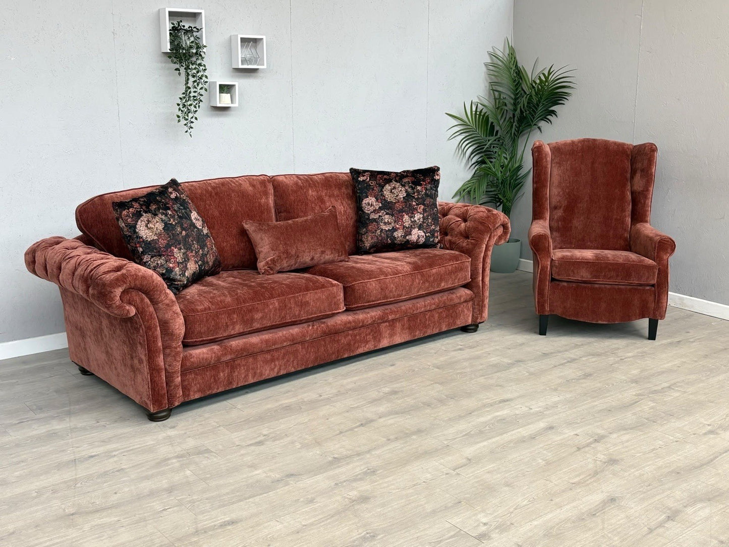 Victoria Fabric 4 Seater Sofa + Wingback Chair Set - RRP £3598