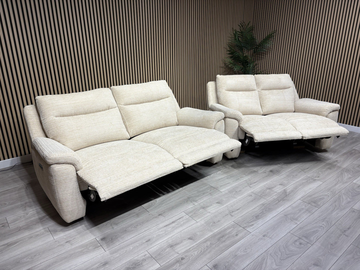 NAVONA 3 Seater + 2 Seater Fabric Sofa Set, Power Recliners - RRP £3,298