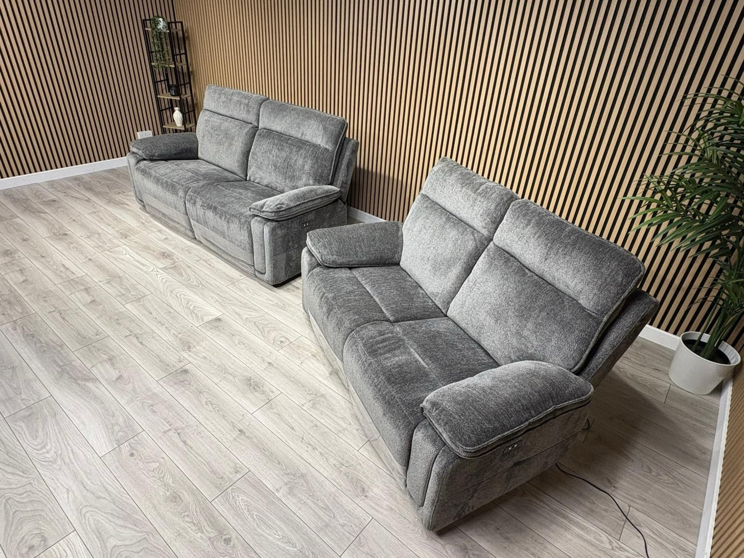 DFS Sample - Cadenza Style Fabric 3 + 2 Seater Power Sofa Set - RRP £2898